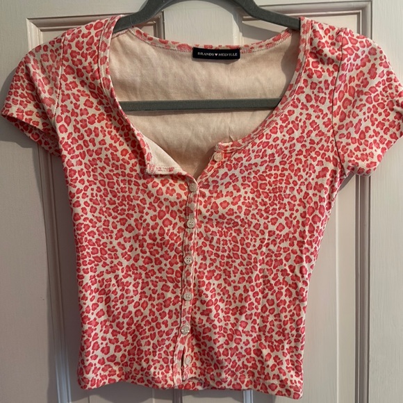 Brandy Melville Pink Cheetah Zelly Top - Picture 2 of 3